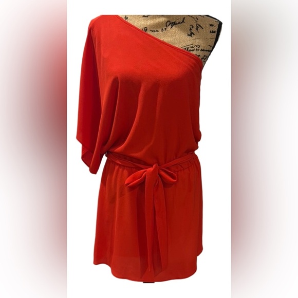 fab'rik Vibrant Red One-Shoulder Dress - Picture 1 of 4